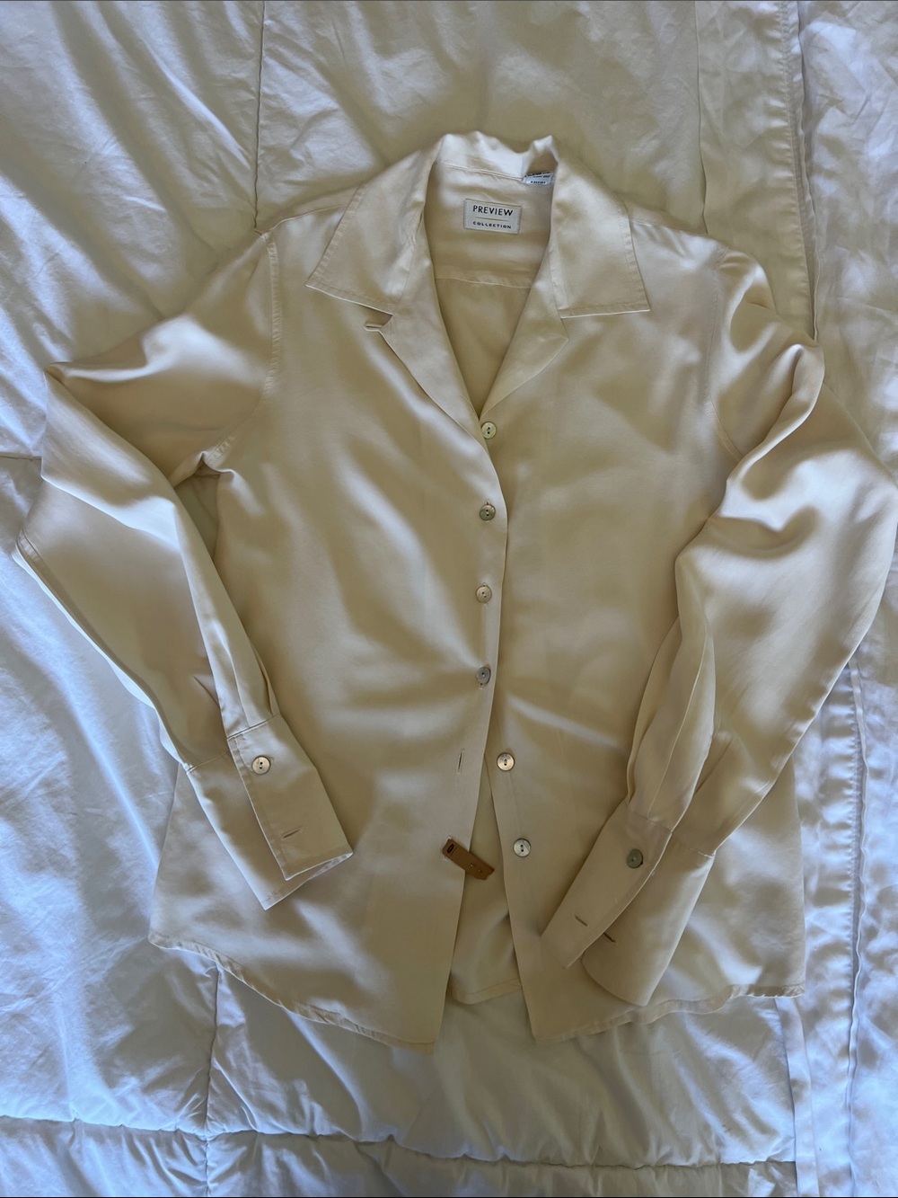 Preview Collection Ivory 100% silk Button-down